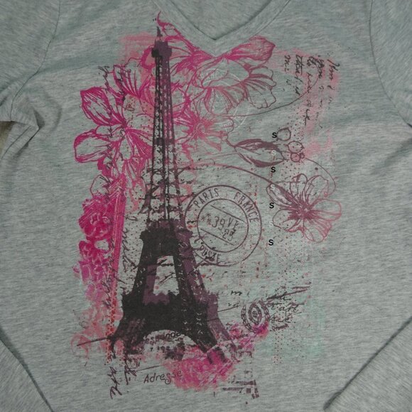 Paris France Eiffel Tower L/S T-Shirt Small - Picture 3 of 4